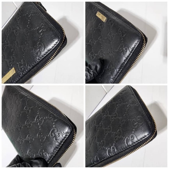 Authentic GUCCI Leather Guccissima Long Zippy Wallet Black - Picture 8 of 11